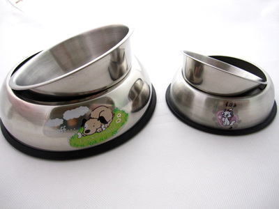 【寵物碗批發(fā) 狗碗 防滑狗碗 狗盆 彩色印花加厚不銹鋼可拆單碗】價格,廠家,圖片,寵物食具,常州納華商貿(mào)-